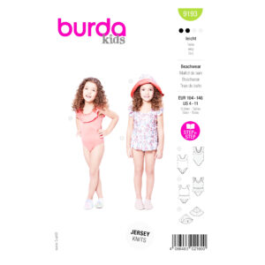 Burda Kids Schnittmuster 9193 Badeanzug und Strandmode für Mädchen
