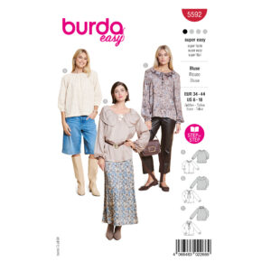 Burda Easy Schnittmuster - 5592 - lässig weite Damenbluse mit Kragen