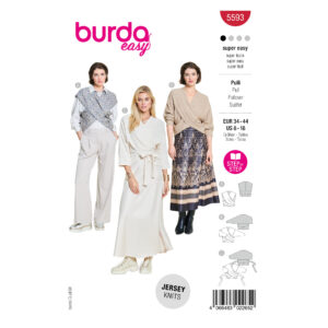 Burda Easy Schnittmuster - 5593 - Wickelbluse - Wickelpullover Damen