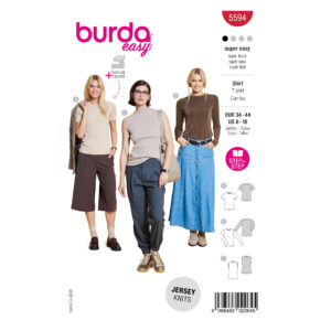 Burda easy Schnittmuster Nr. 5594 - Damenshirt mit rundem Halsausschnitt