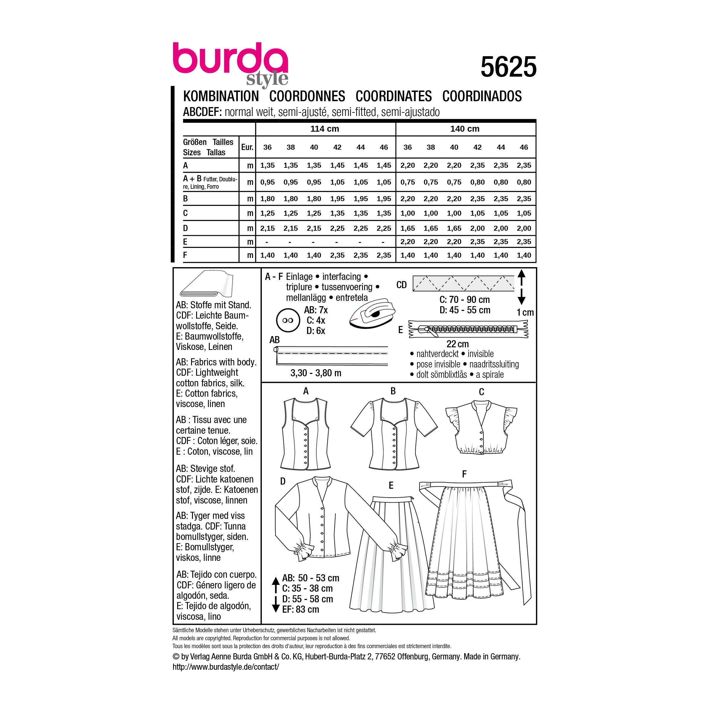 Burda Style-Schnittmuster - langes Dirndl - Rock und Bluse - 5625 – Bild 10