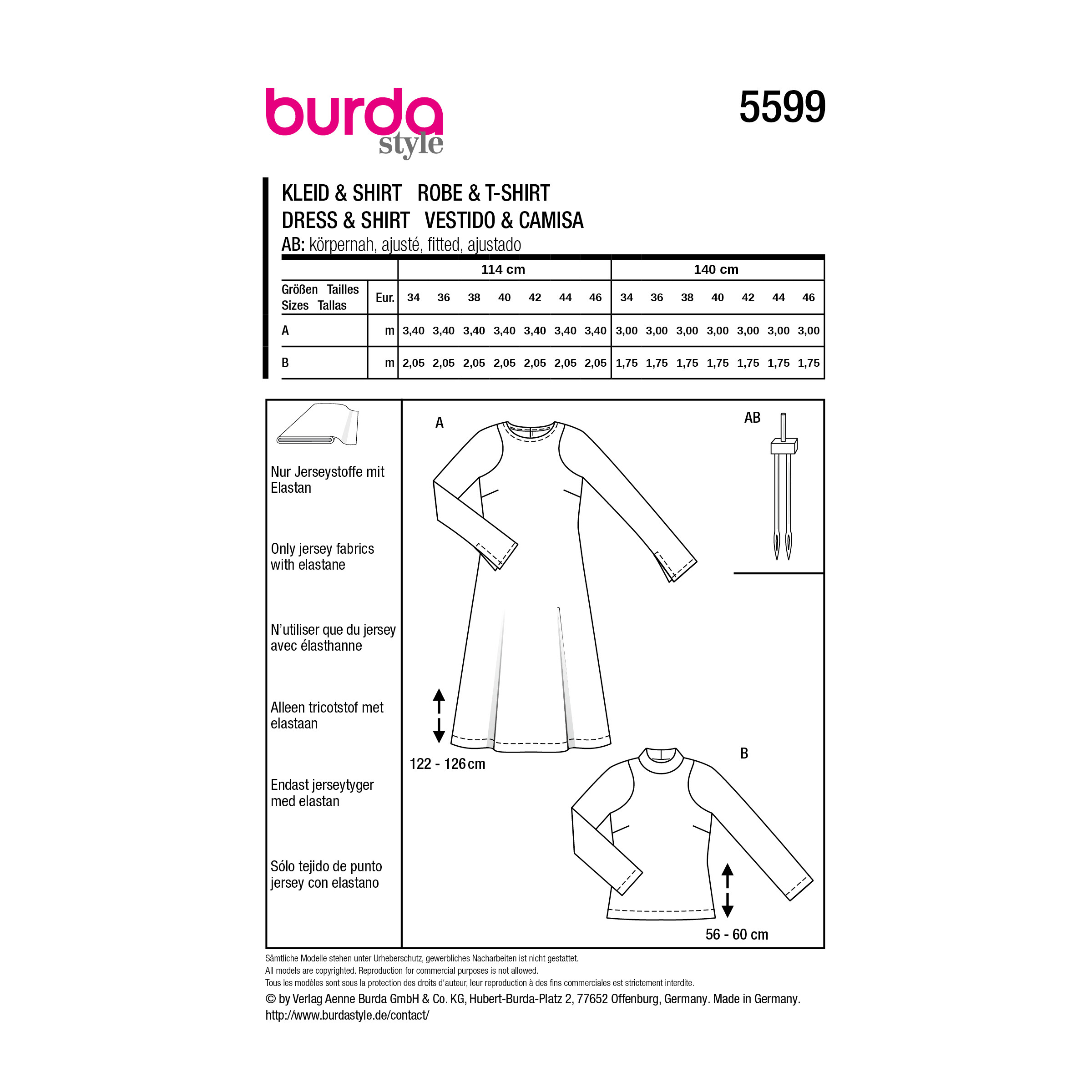 Burda Style Schnittmuster Nr. 5599 - Shirt oder Kleid - schlicht und elegant – Bild 9
