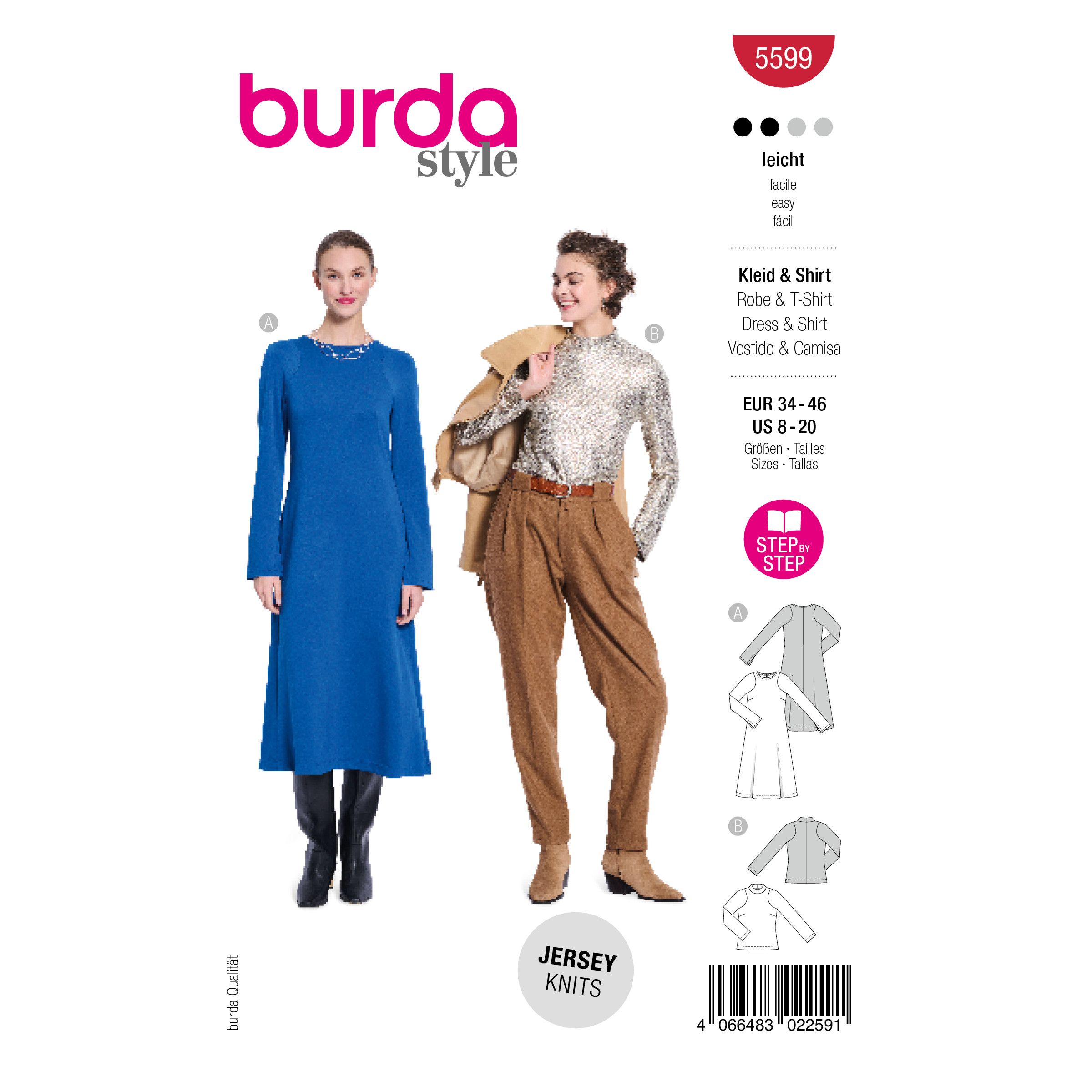 Burda Style Schnittmuster Nr. 5599 - Shirt oder Kleid - schlicht und elegant
