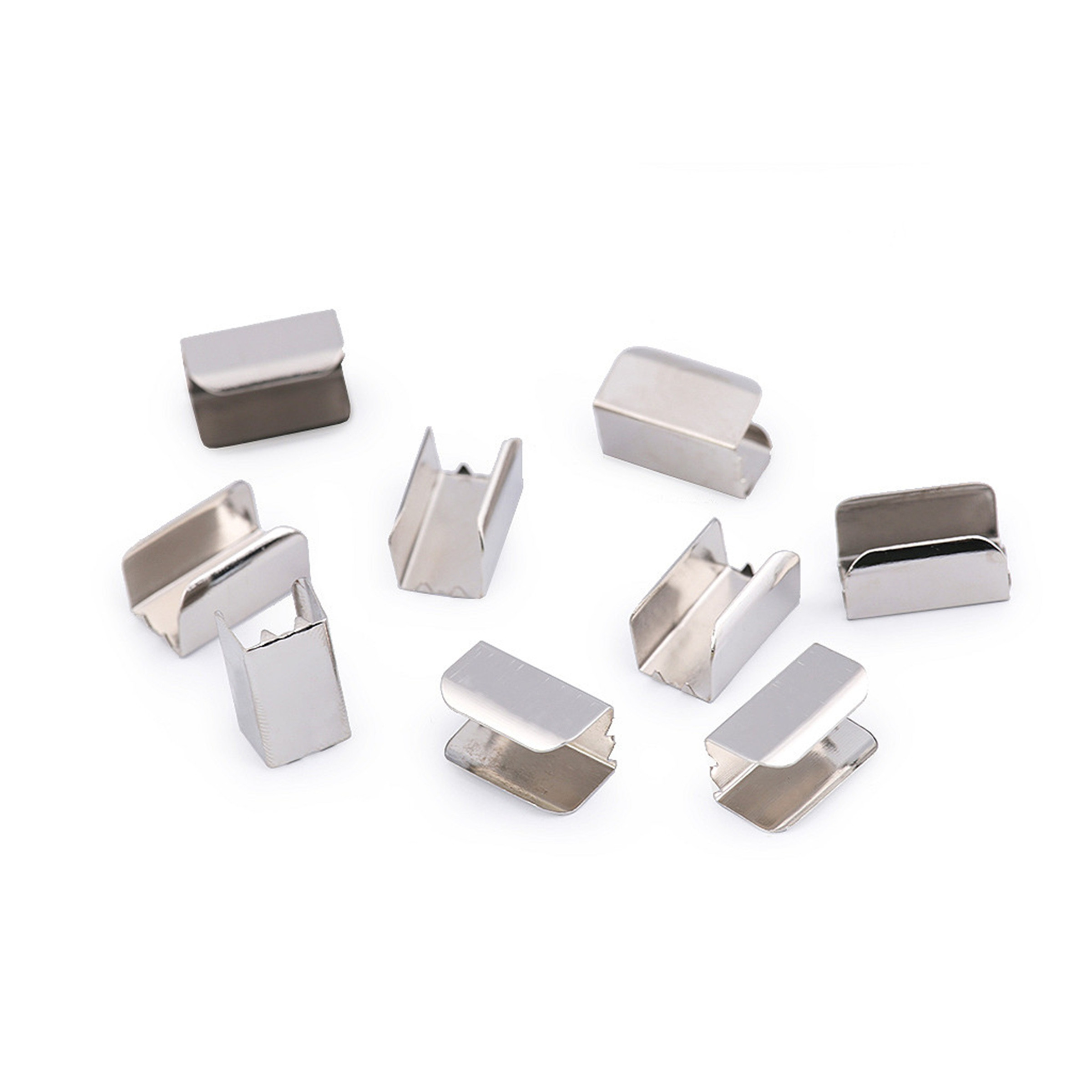 10 Stück Verbindungsstück aus Metall für flache Kordeln und Gummibänder, Breite 8 mm