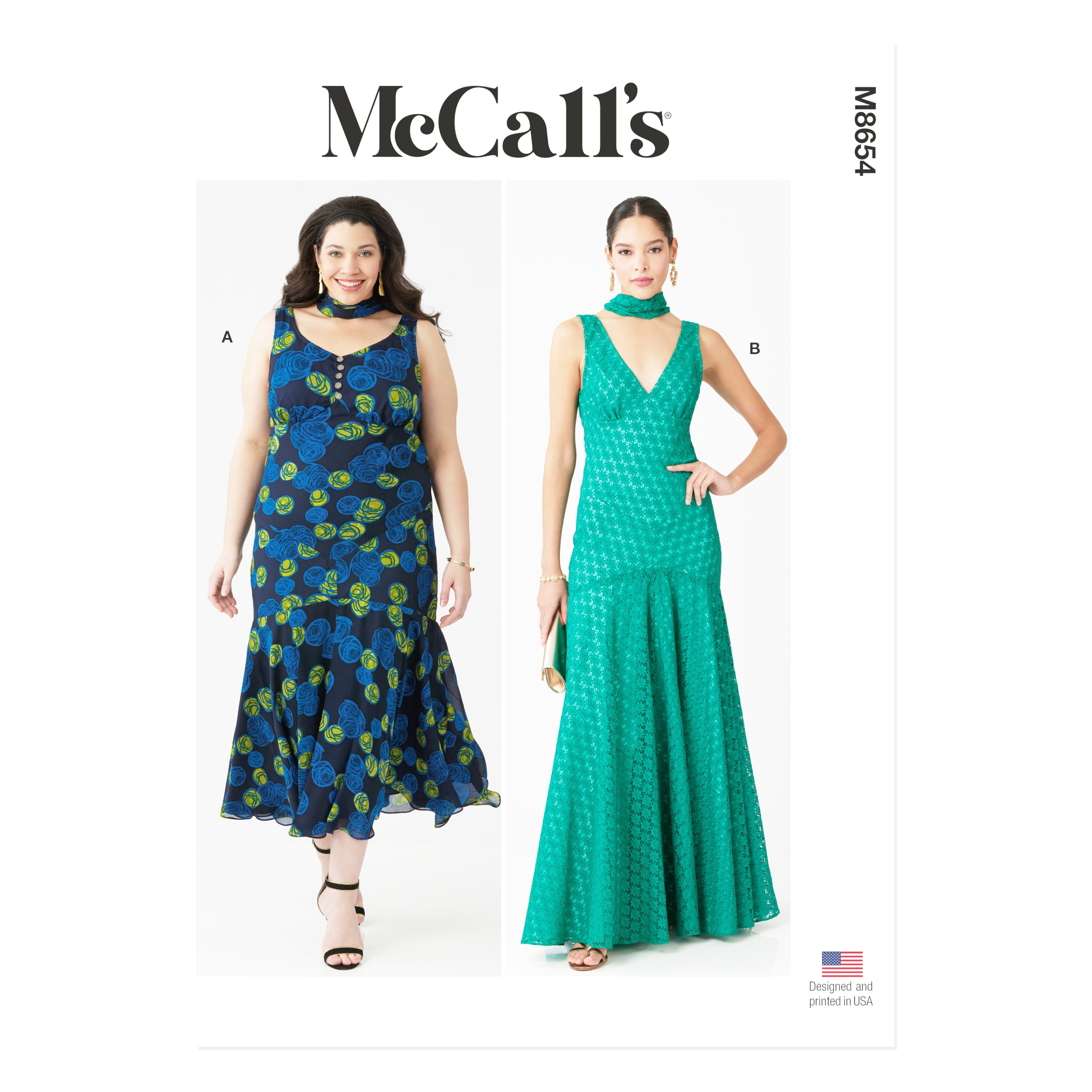McCalls Schnittmuster M8654 - ärmelloses Kleid - Volant am Saum