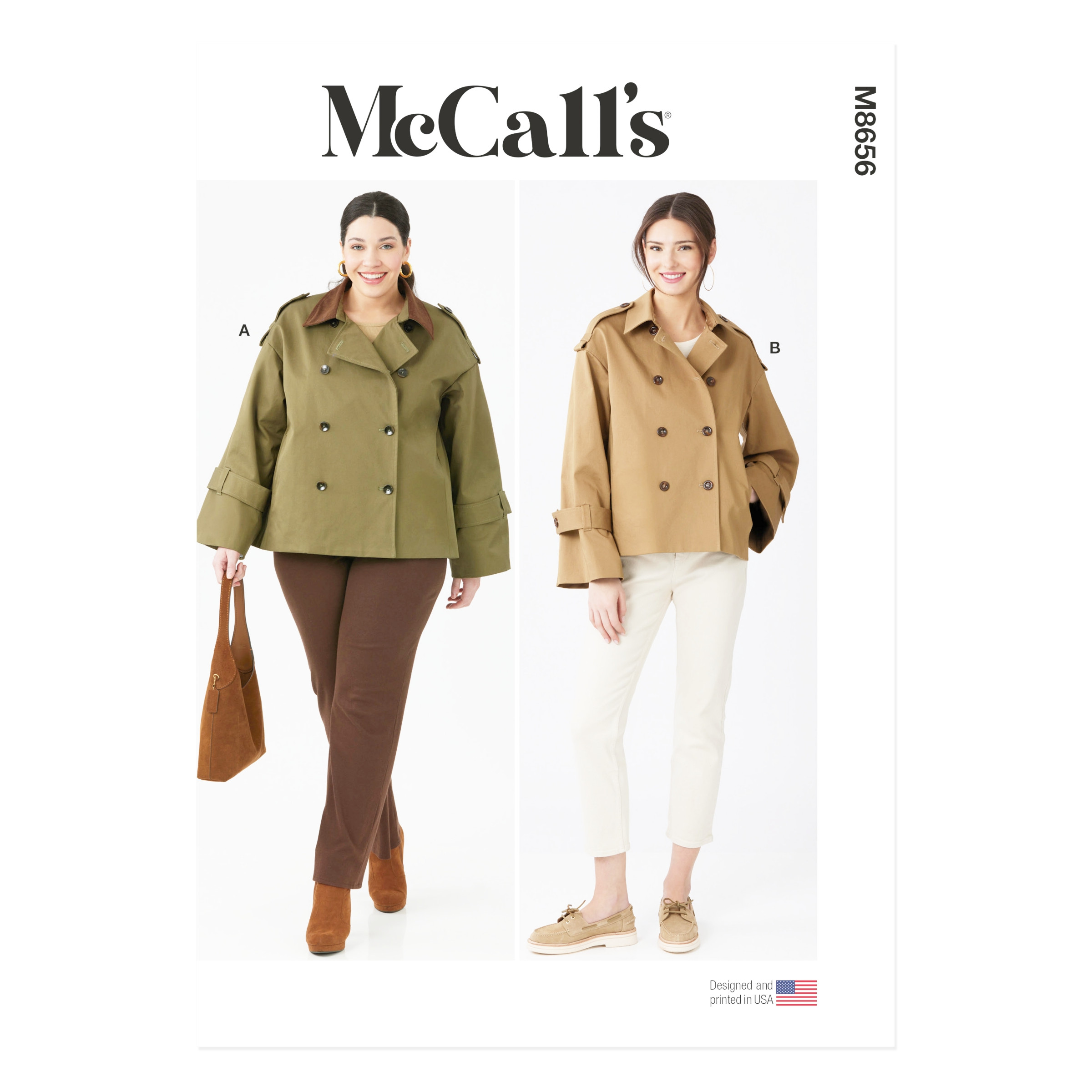 McCalls Schnittmuster M8656 - kurze, doppelreihig geknöpfte Damenjacke