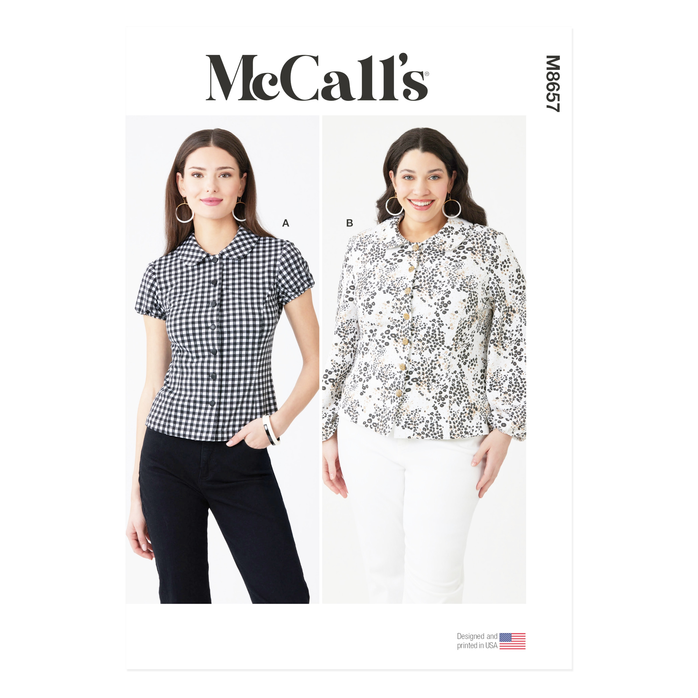 McCalls Schnittmuster M8657 - taillierte Bluse mit Bubikragen