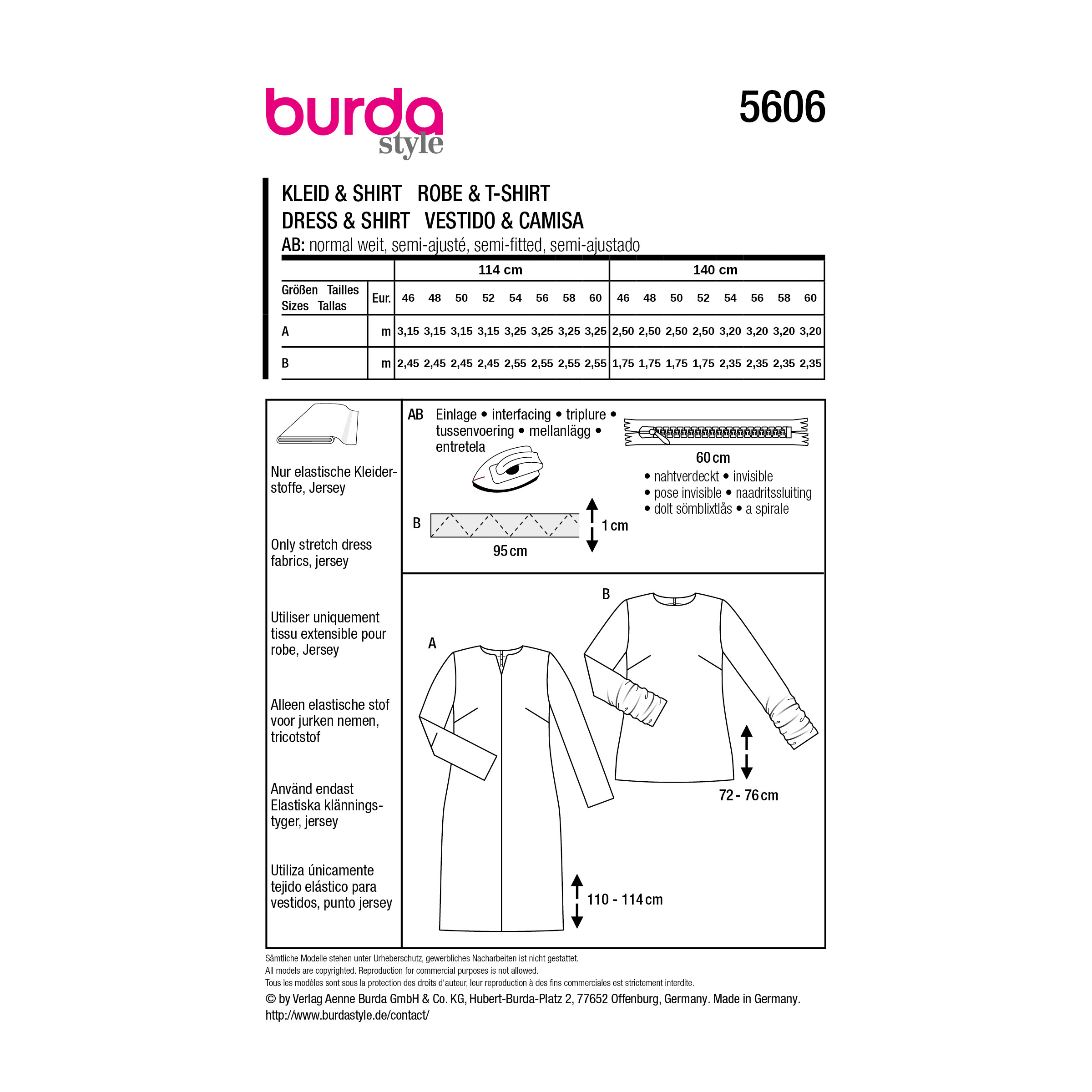 Burda Style Schnittmuster Nr. 5606 - Damenshirt - Kleid – Bild 9
