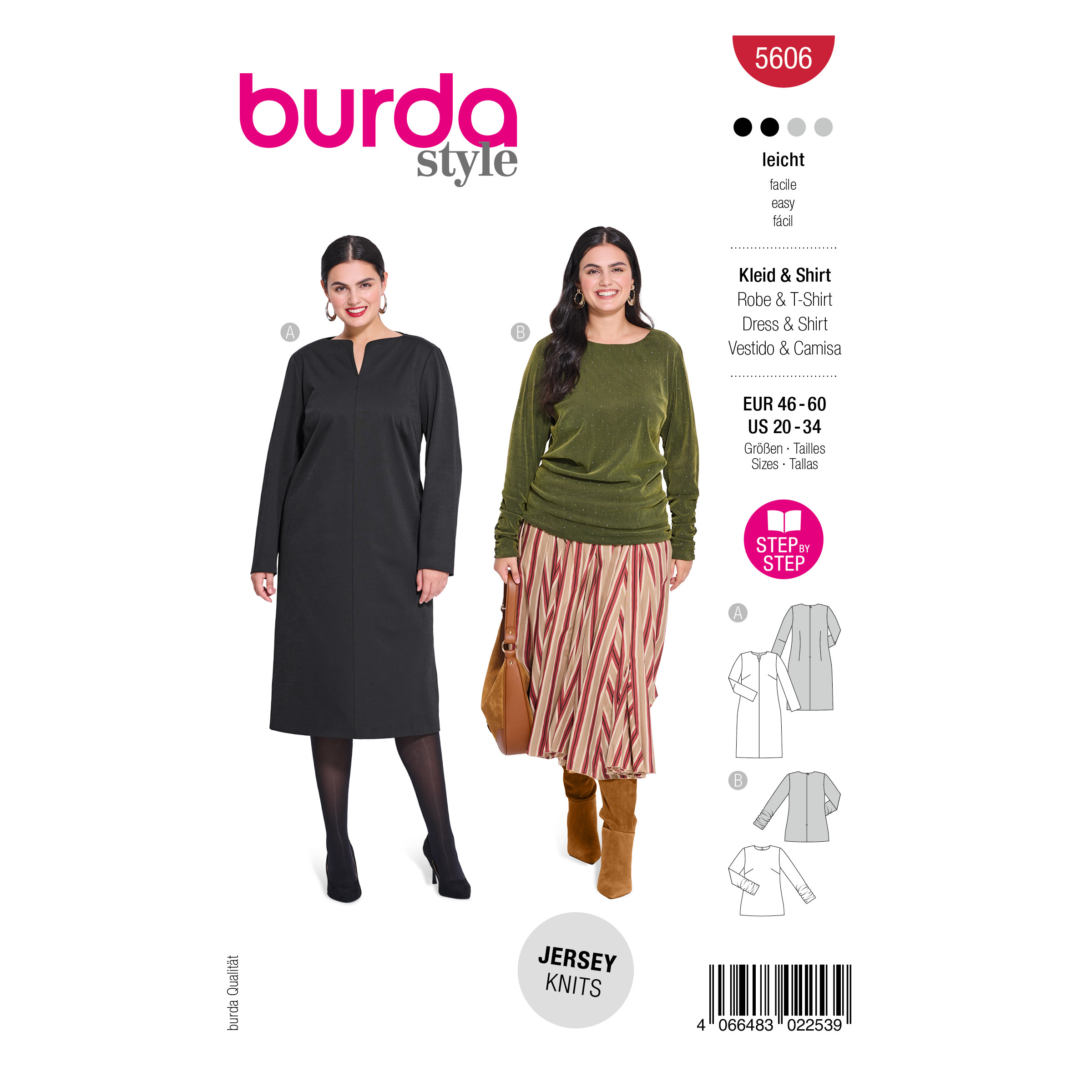 Burda Style Schnittmuster Nr. 5606 - Damenshirt - Kleid