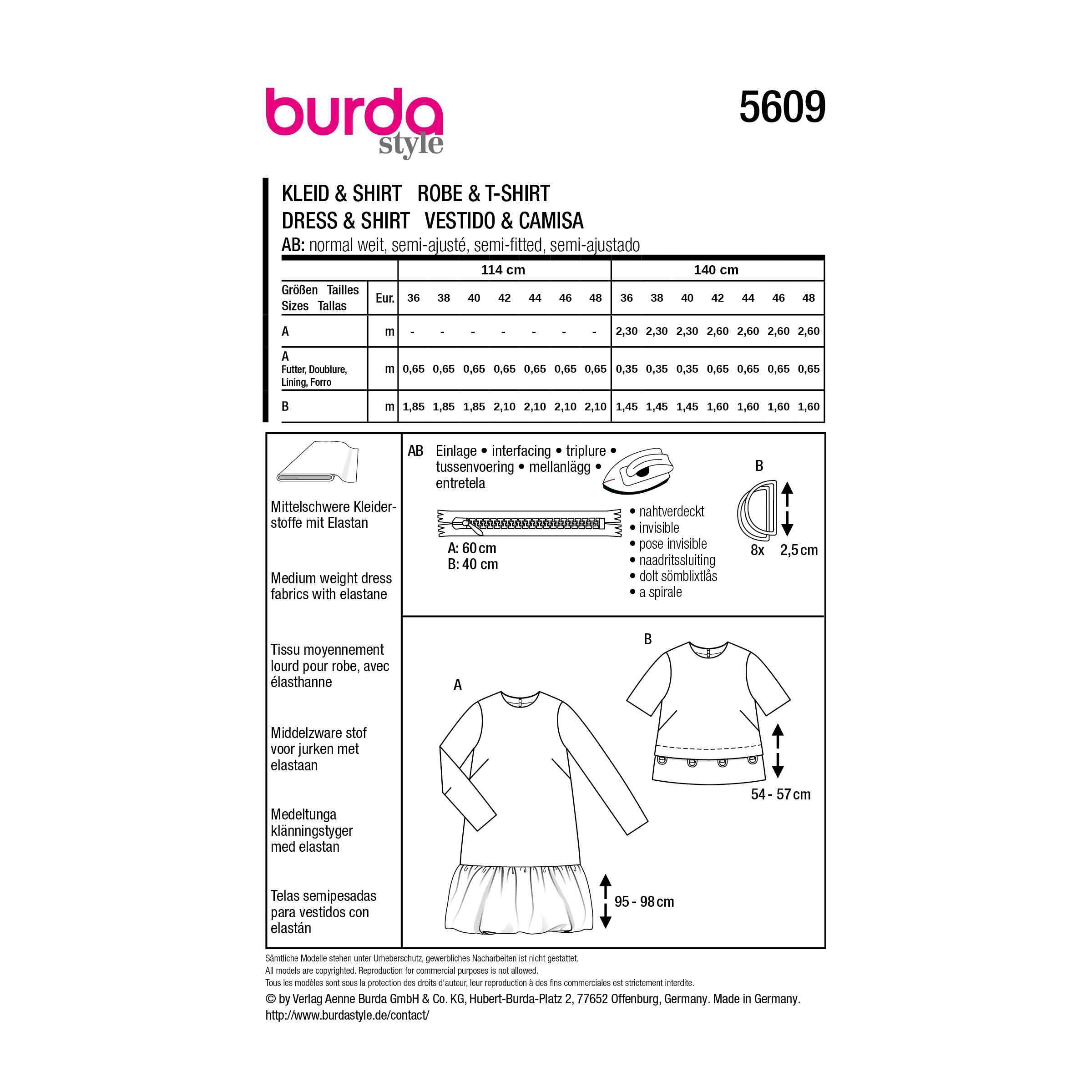 Burda Style Schnittmuster Nr. 5609 - Damenshirt - Kleid mit Ballonrock – Bild 9