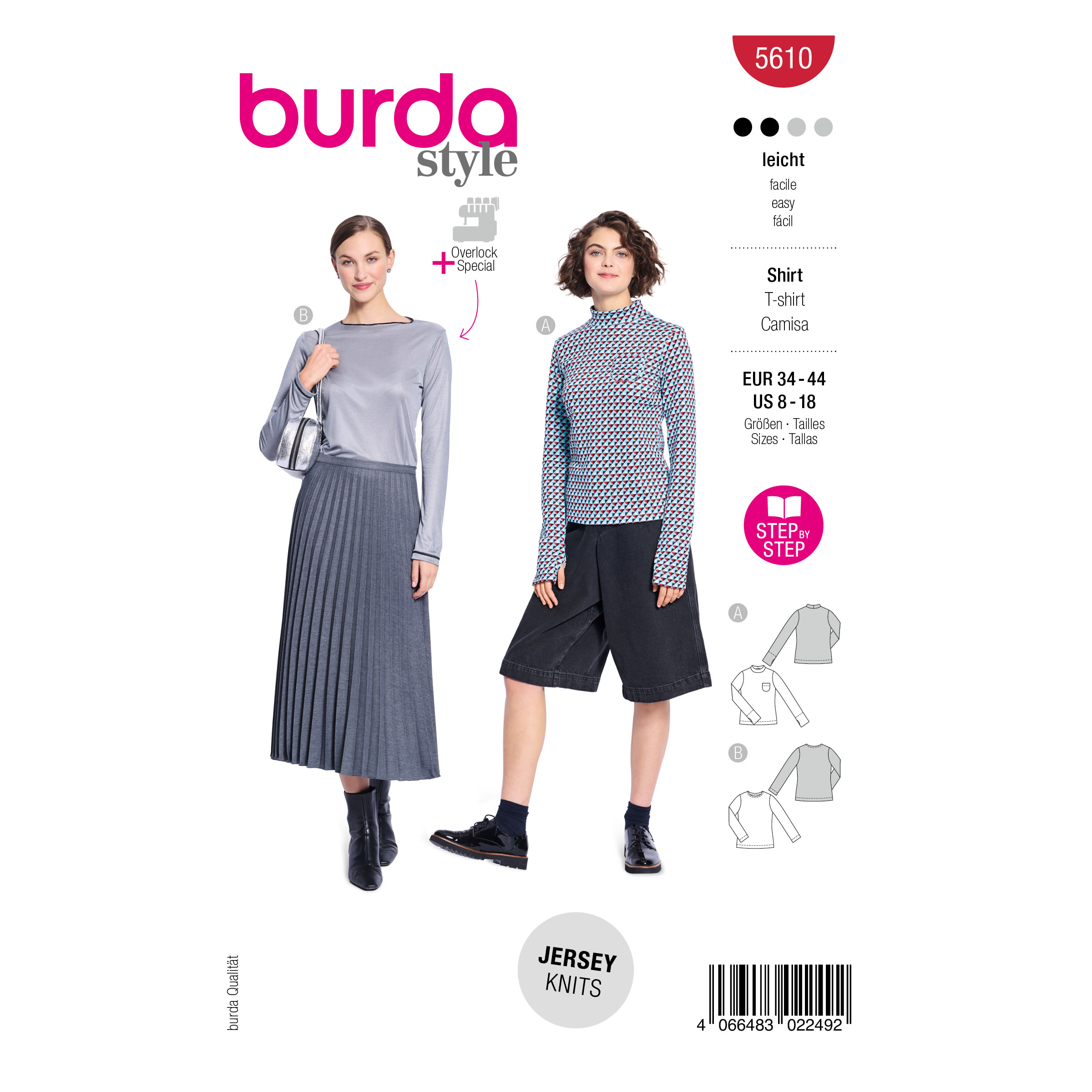 Burda Style Schnittmuster Nr. 5610 - Damenpullover - Damenshirt