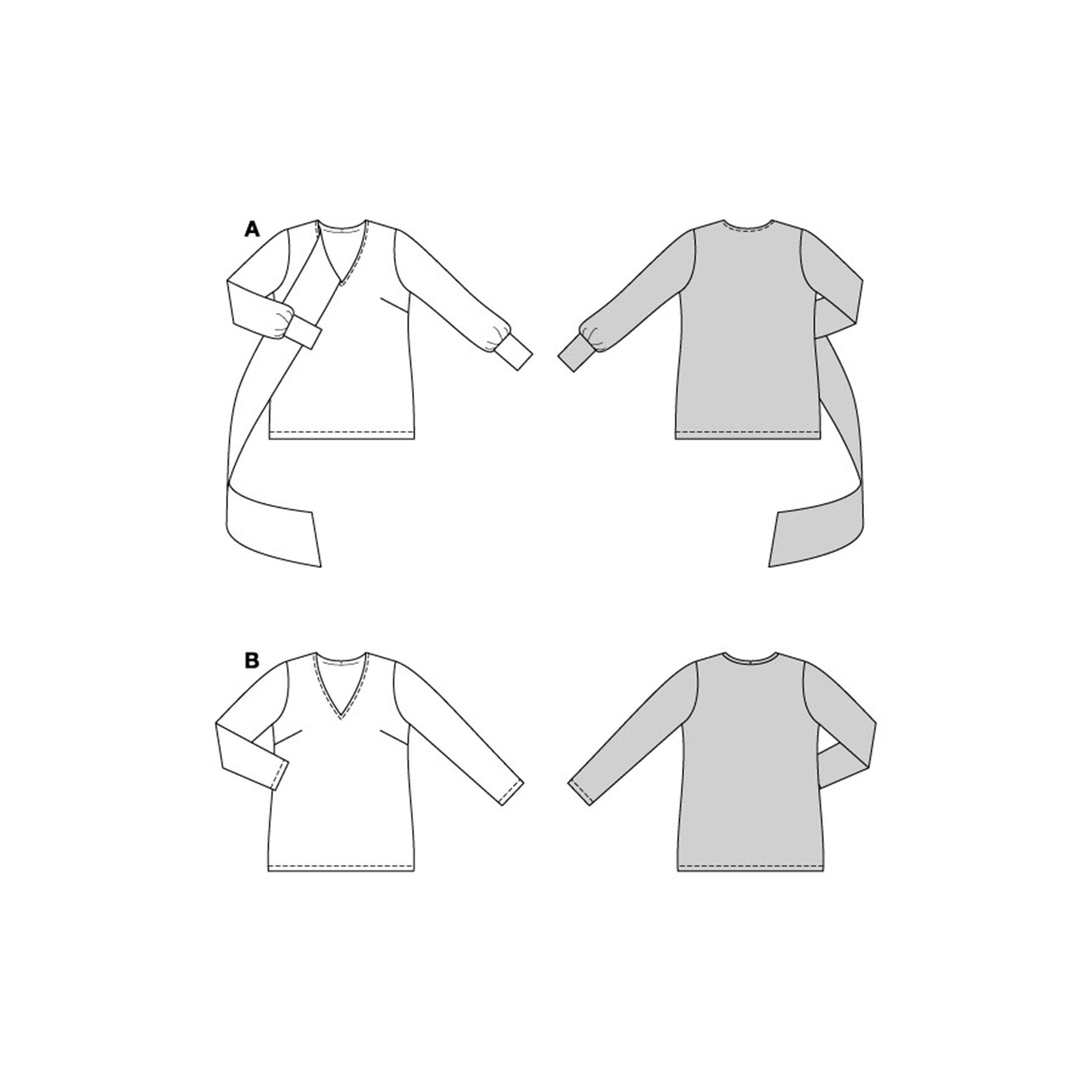 Burda Style Schnittmuster Nr. 5612 - Damenshirt mit V-Ausschnitt und Wickelkragen – Bild 8