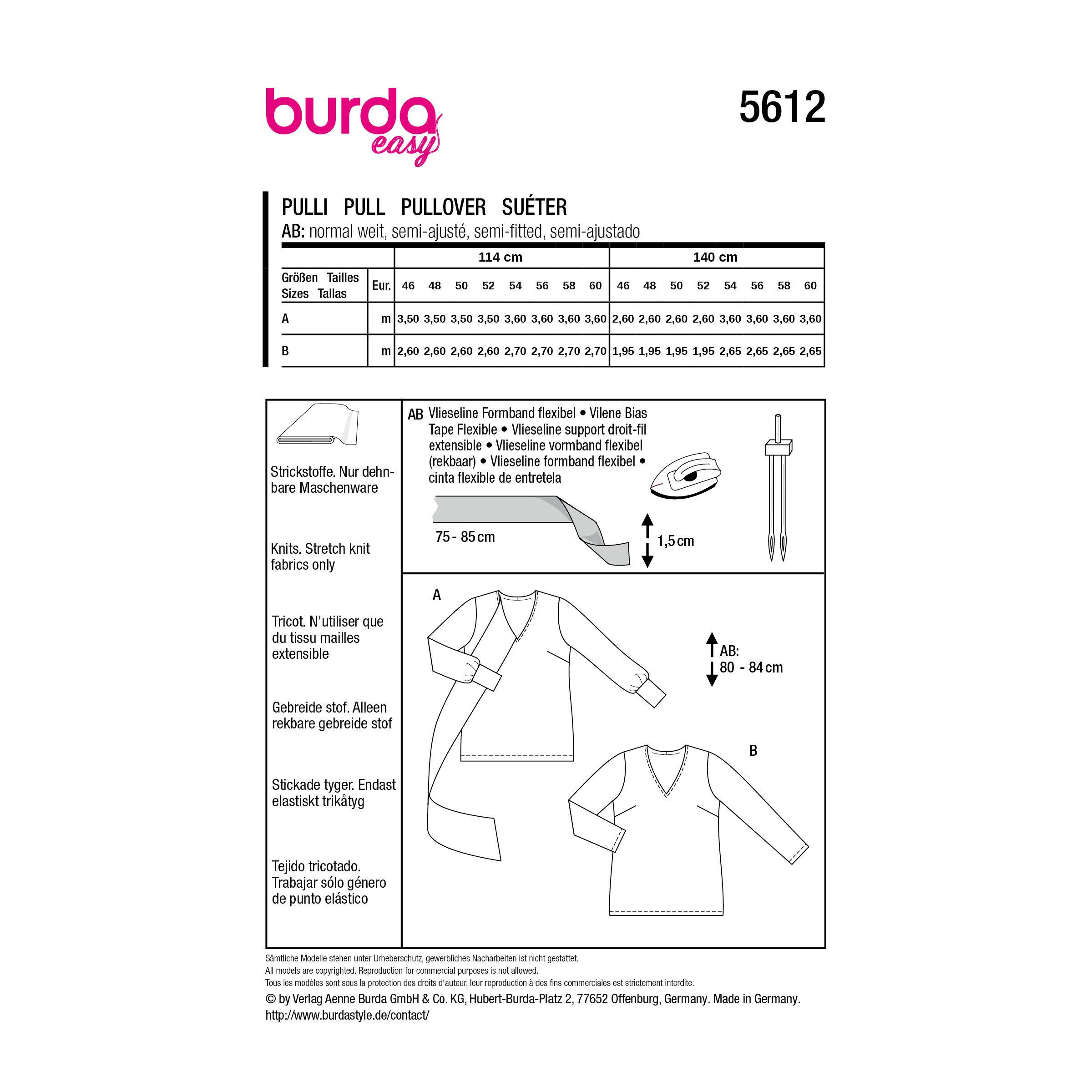 Burda Style Schnittmuster Nr. 5612 - Damenshirt mit V-Ausschnitt und Wickelkragen – Bild 9