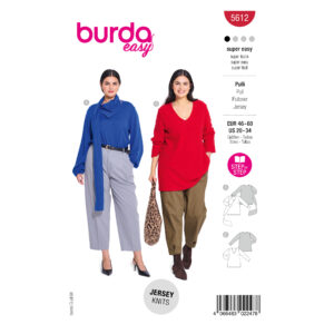 Burda Style Schnittmuster Nr. 5612 - Damenshirt mit V-Ausschnitt und Wickelkragen