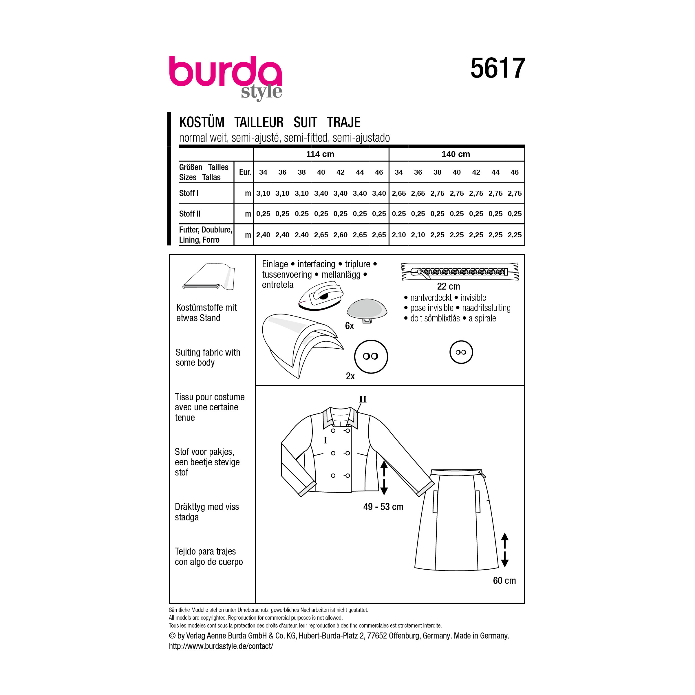Burda Style Schnittmuster Nr. 5617 - Damenkostüm – Bild 10