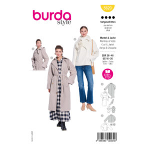 Burda Style Schnittmuster Nr. 5620 - Damenjacke oder Mantel mit abnehmbarer Kapuze