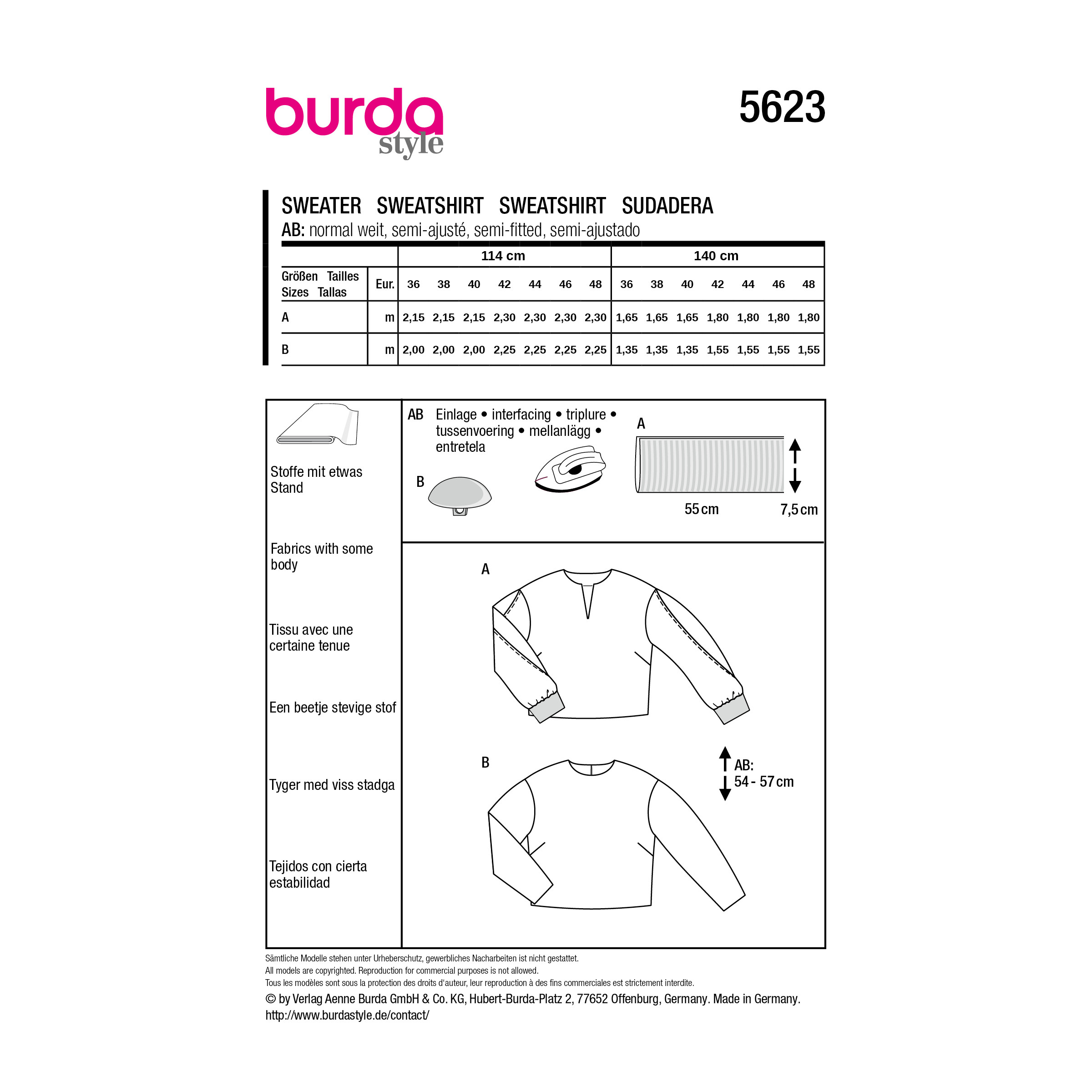 Burda Style Schnittmuster Nr. 5623 - Damenpullover - weiter Ärmel – Bild 9