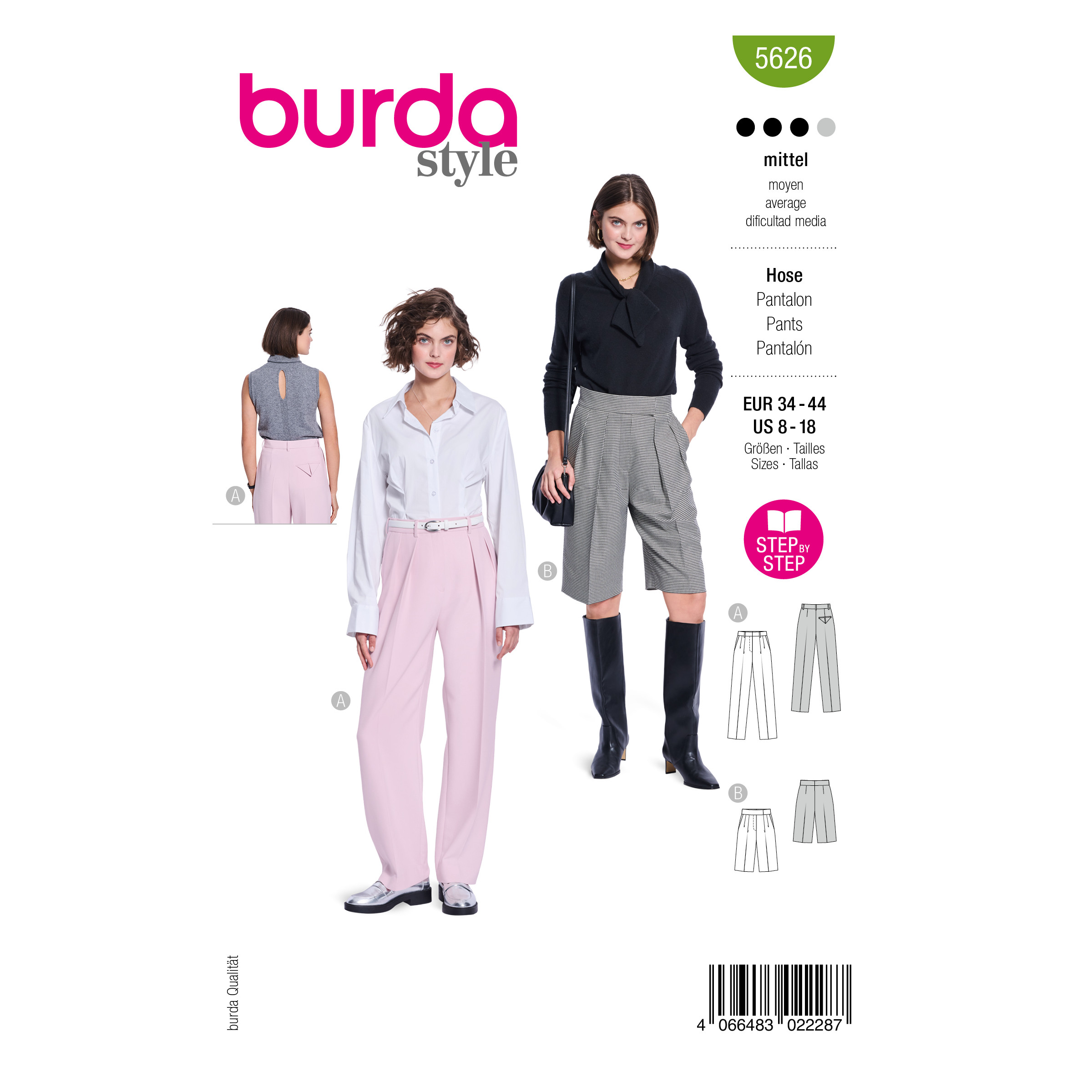 Burda Style Schnittmuster Nr. 5626 - elegante Damenhose mit Bundfalte