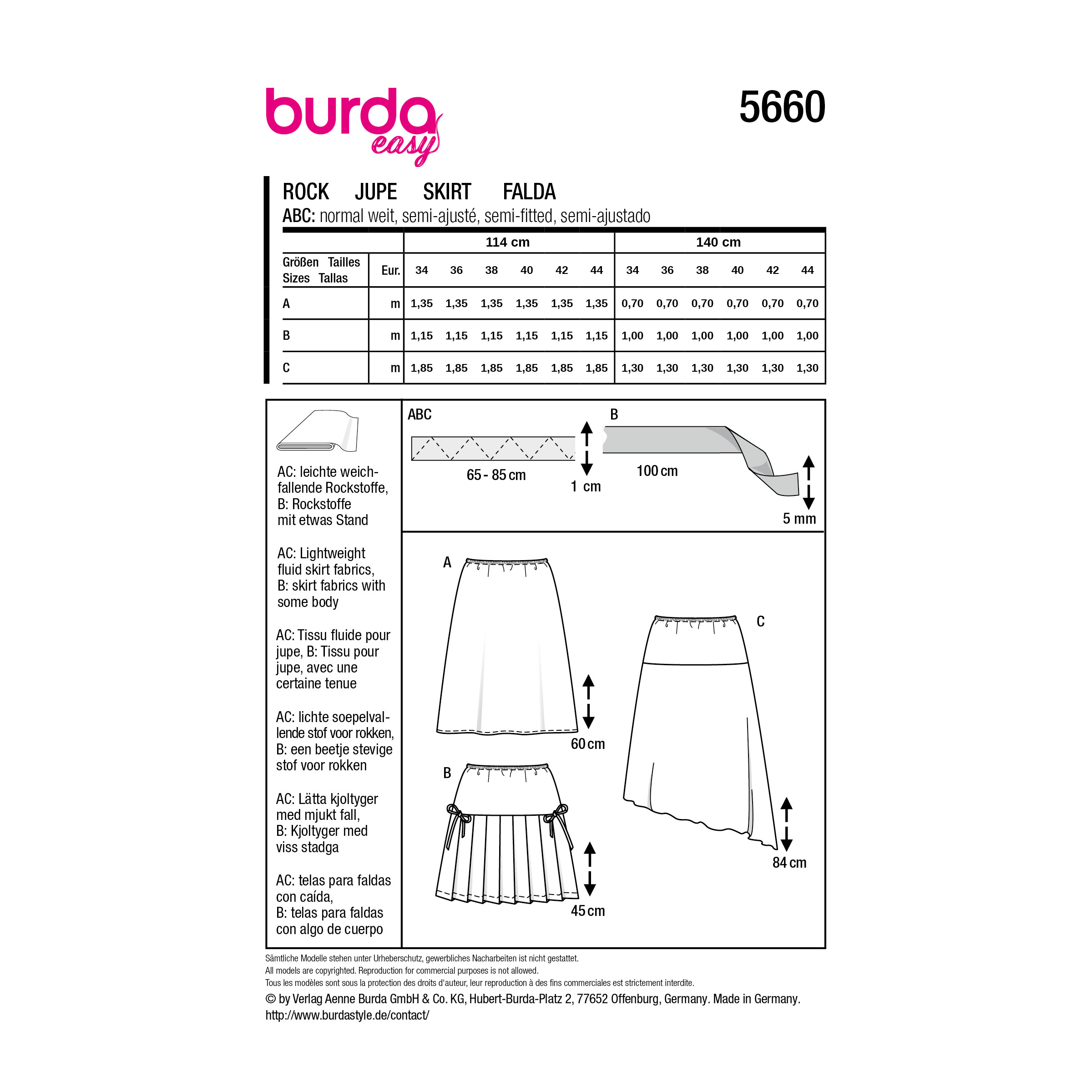 Burda Style Schnittmuster Nr. 5660 - Damenrock in drei Varianten – Bild 12