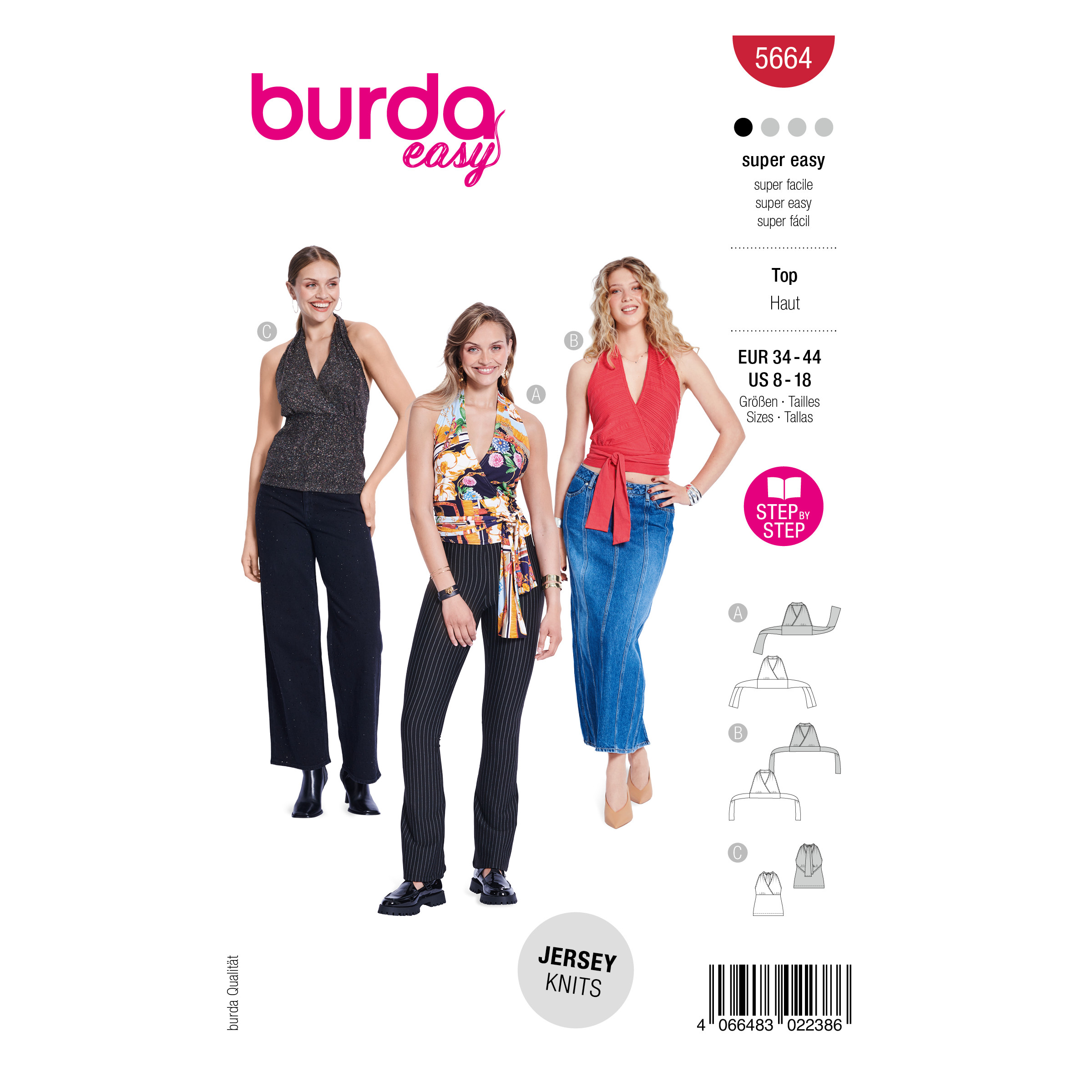 Burda Style Schnittmuster Nr. 5664 - Wickeloberteil - Wickeltop für Damen
