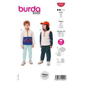 Burda Style Schnittmuster Nr. 9183 - Sweatshirt oder Sweatweste für Kinder