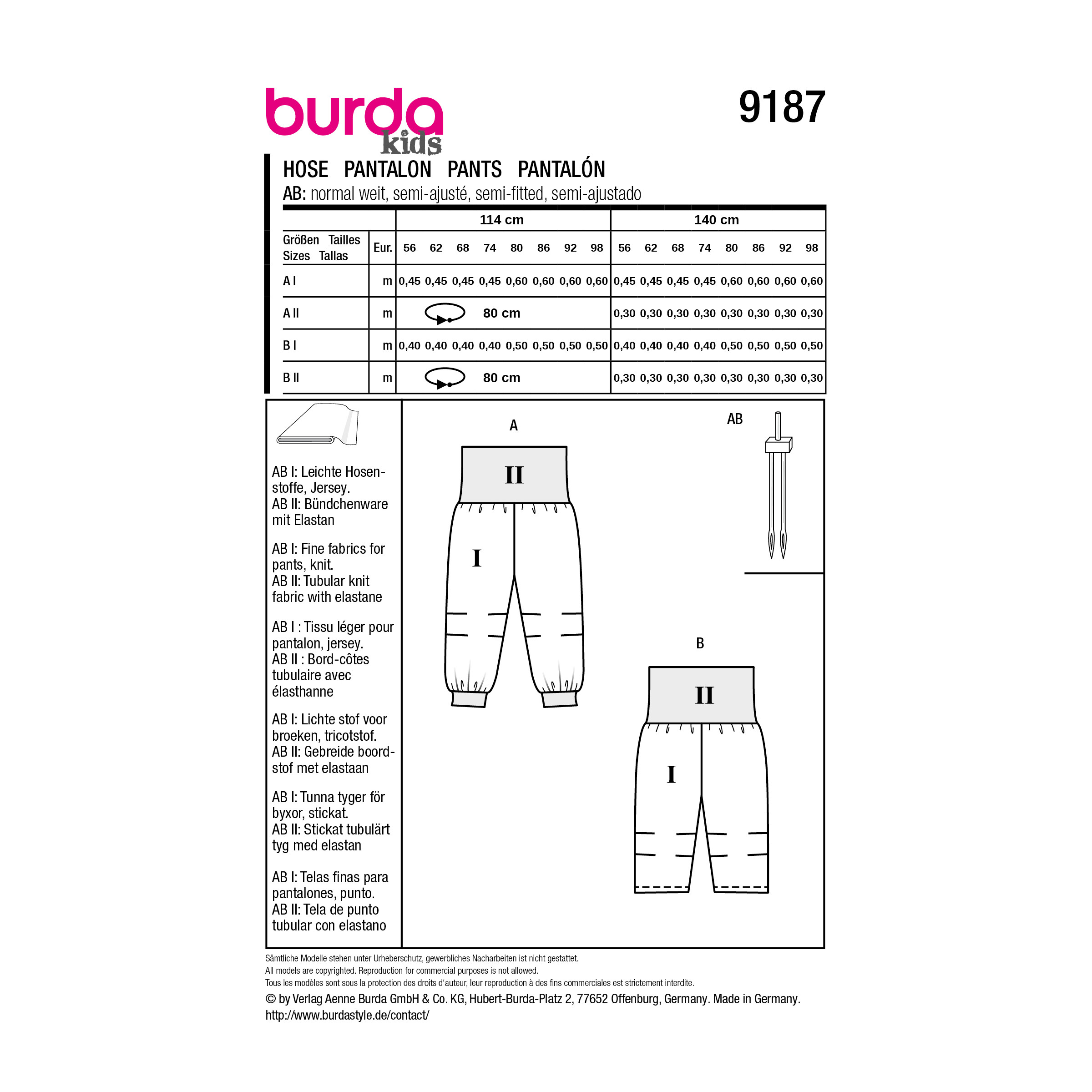 Burda Style Schnittmuster Nr. 9187 - Baby- und Kleinkinderhose mit Strickbund – Bild 8