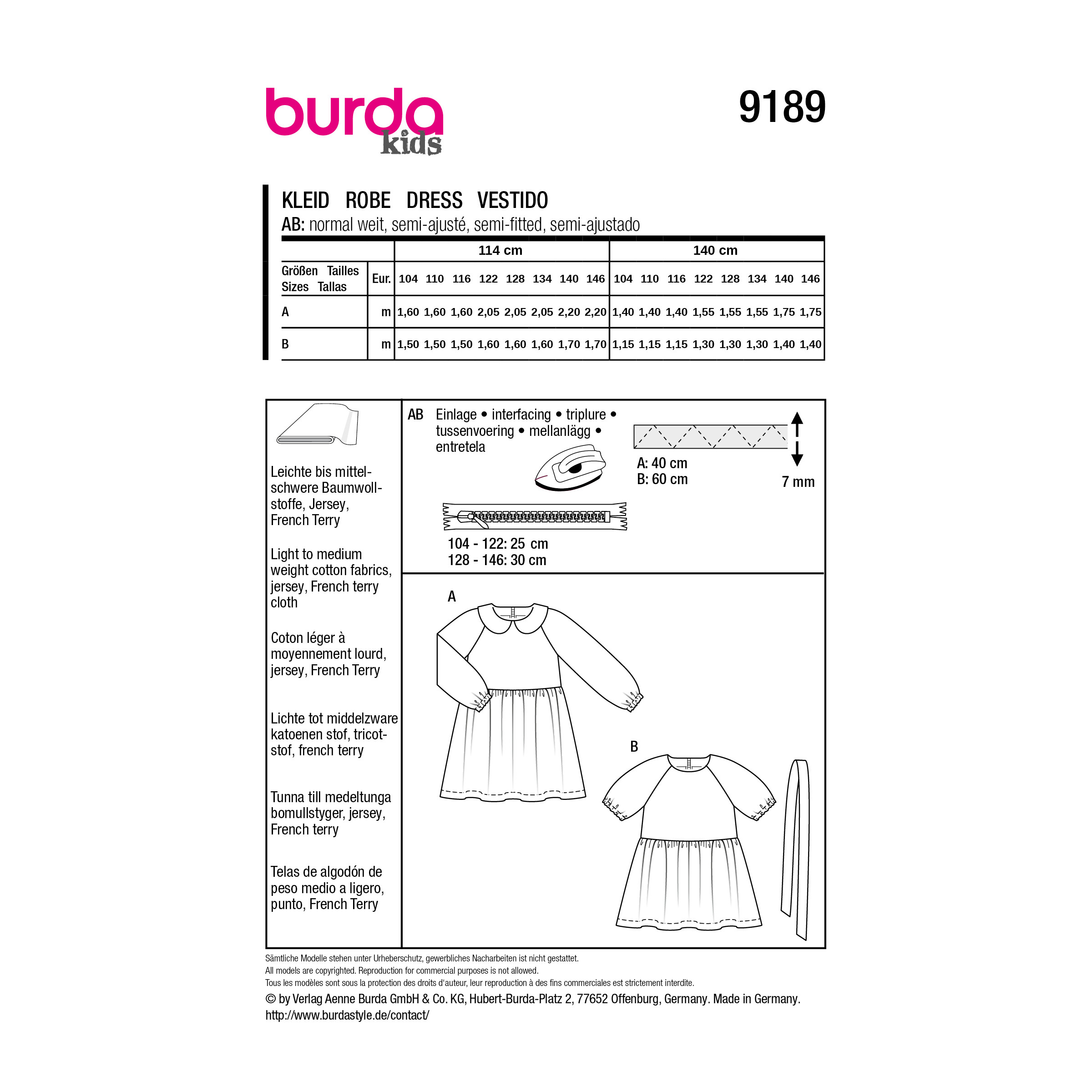Burda Style Schnittmuster Nr. 9189 - Kinderkleid mit angesetztem Rockteil – Bild 7